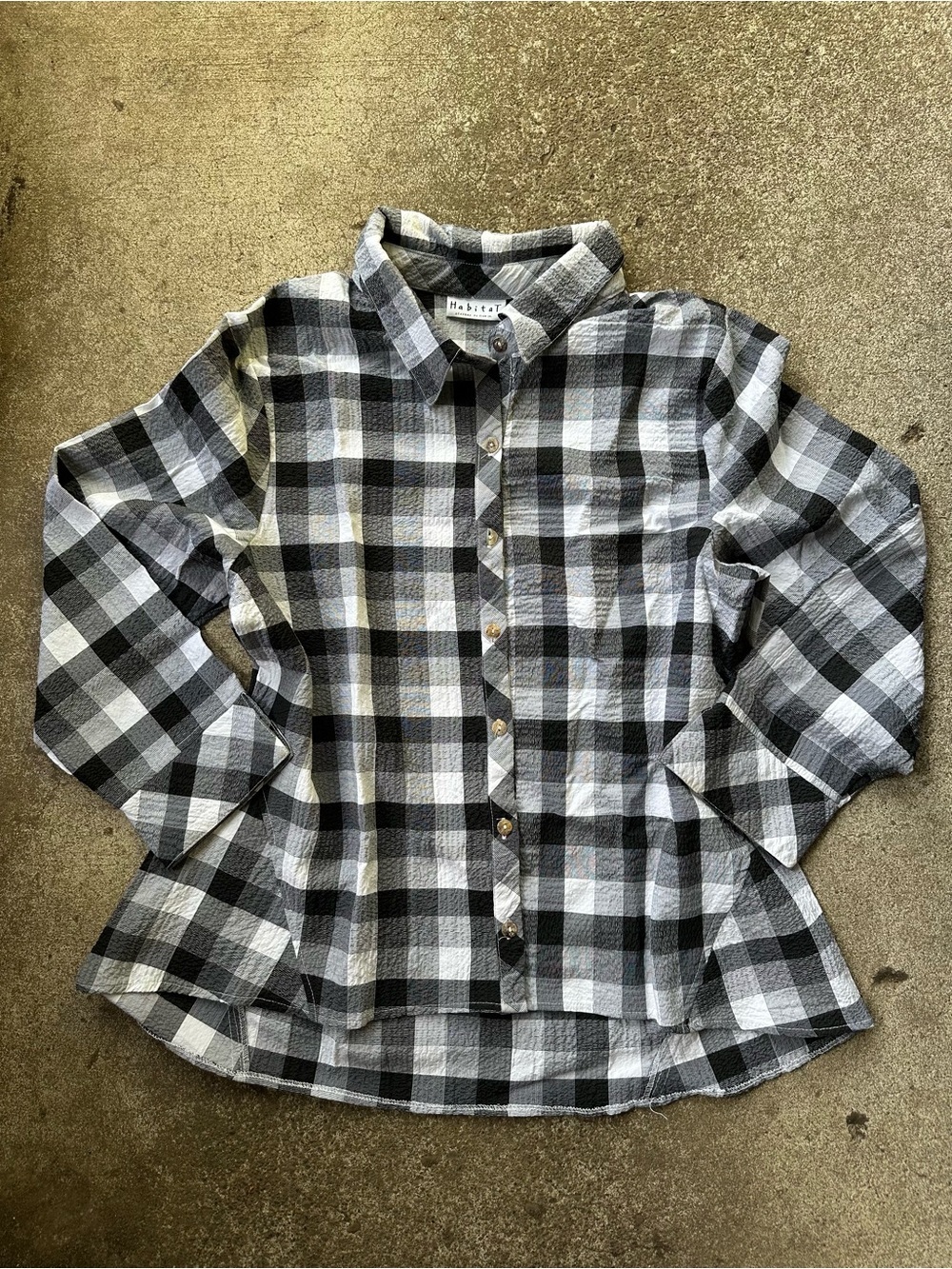 Habitat Black Plaid Button Down Shirt